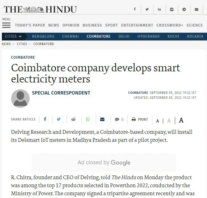 Coimbatore company develops smart electricity meters